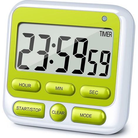 Minuteur de cuisine numérique à compte à rebours - Minuteur magnétique à compte à rebours pour la cuisine, la pâtisserie, la salle de sport, les étudiants (Vert) (1/5)
