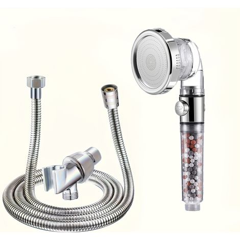 Pommeau de Douche à Large Débit avec Ionisation Négative – 3 Modes et Bouton Stop (1/4)