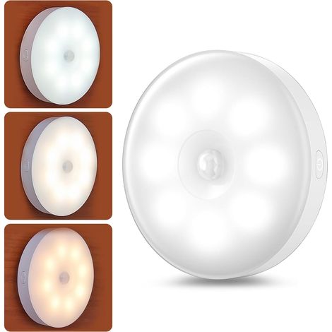 avec Détecteur de Mouvement,Lampe LED rechargeable USB à trois couleurs,Lumiere detecteur de Mouvement Interieur,pour éclairage d'escalier,chambre (1/5)