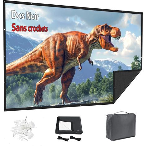 Écran de Projection de 84" - Pliable et Portable - avec Sac de Transport - 16:9 - Noir - Opaque - Lavable et sans Plis - Remarque : sans Crochets adhésifs (Vendus séparément) (1/5)
