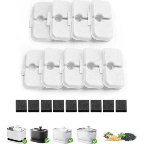 Lot of 9 filtres de rechange pour fontaine à chat avec éponges pré-filtrantes, compatibles avec fontaine à eau PETLIBRO 2,5 L PLWF005/PLWF115 (1/5)