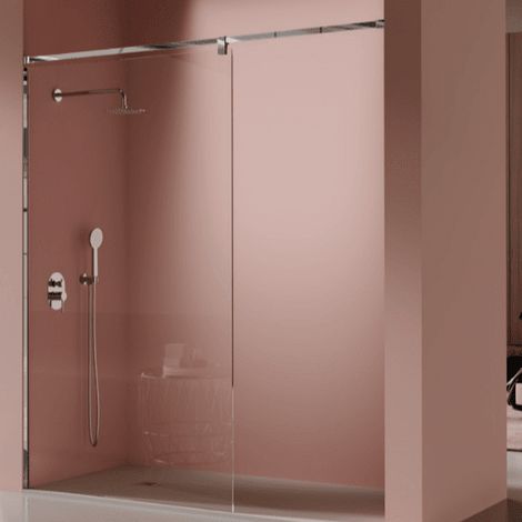 Mampara fija ducha 68 - 69  cm 1 hoja FRESH SALOMON STRAIGHT Cromado Cristal transparente rejilla acero inox.