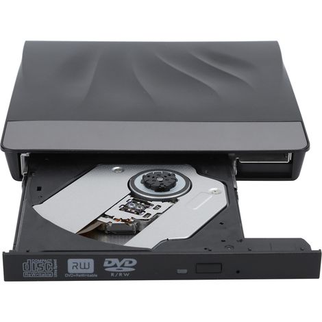 Lecteur DVD externe USB-C portable pour ordinateur Mac et PC, compatible CD et DVD.
