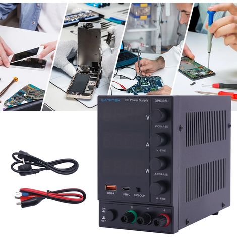 Alimentation de Laboratoire 30V 10A, Bloc d’Alimentation DC Réglable avec Écran LED 4 Chiffres, Ports USB-A/Type-C et Fonction OCP, Haute Précision