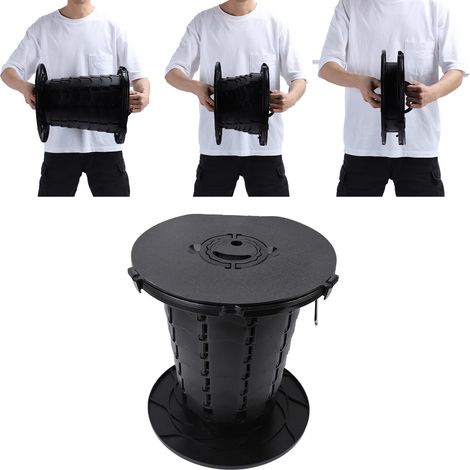 Inodoro portátil retráctil Rembo para camping con 7 posiciones de altura ajustables, color negro (material PP, capacidad de carga 150 kg). (1/5)