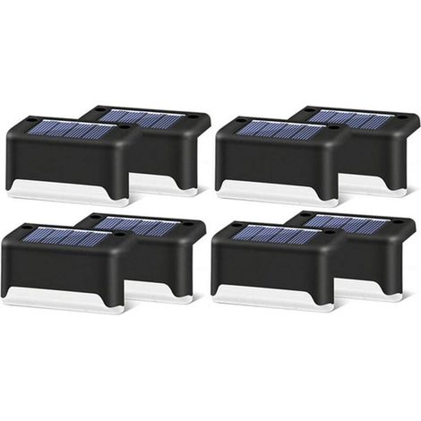 Set of 8 solar LED lights for stairs, terraces, outdoor use (black)