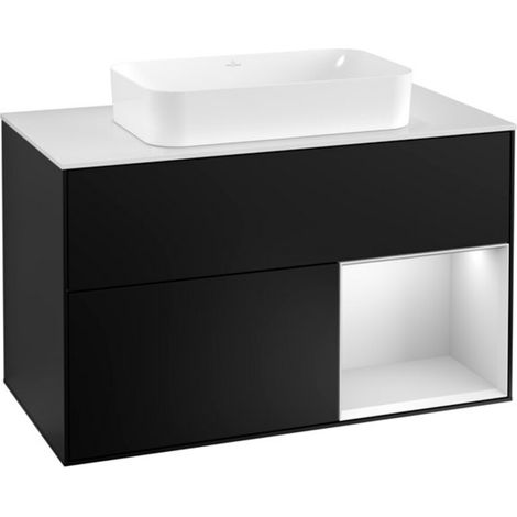 V&B Waschtischunterschrank Wandbeleuchtung Finion 100, Pl w m, Reg re wh. m Lac, bla m Lac (1/2)