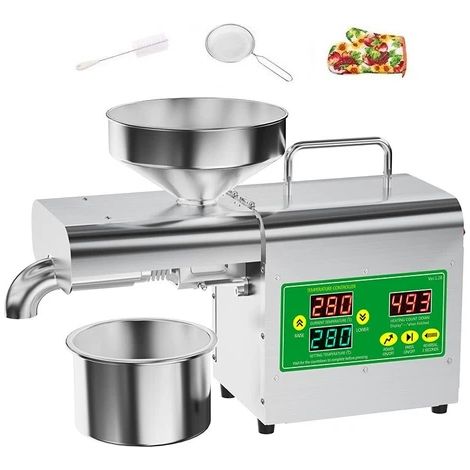 CHIGOODS Edelstahl Temperaturregelung Automatischer Samen Ölpresse Maschinenpresser 1.5KW