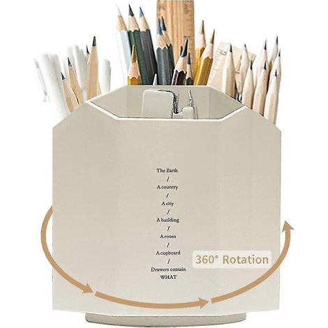 Porte-stylo de bureau. Porte-stylo rotatif à 360°. 5 compartiments multifonctionnels. (1/5)