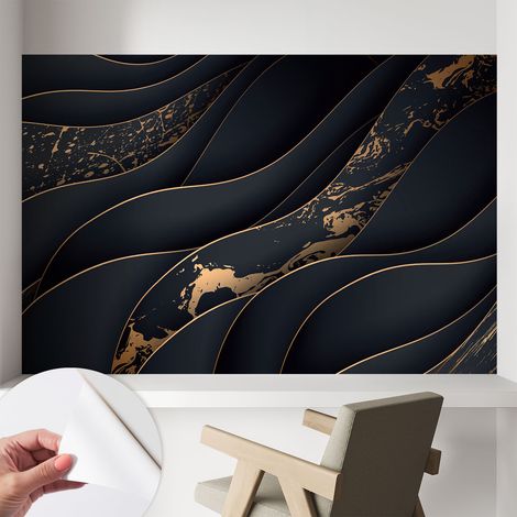 Papier peint autocollant avec imprimé décoratif pour salon et chambre à coucher Installation facile Vagues élégantes 104x70 cm (1/5)