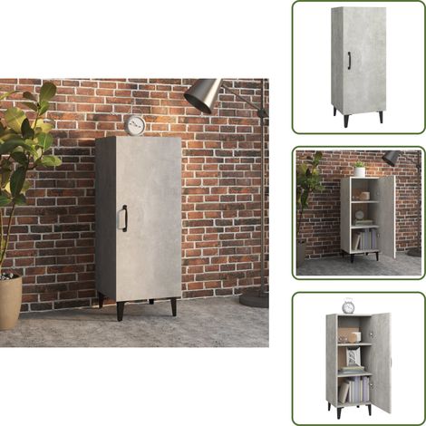 Buffet Gris béton 34,5x34x90 cm Bois d'ingénierie - Buffet Gris - Meuble Rangement - Buffet Moderne - Commode - Mobilier Salon (1/5)