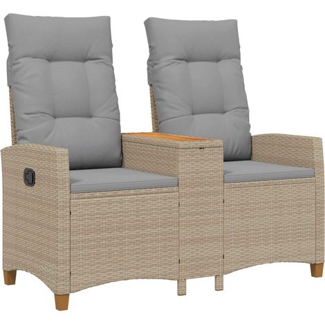 Banco reclinable con mesa Beige y Gris Claro 126 x 65 x 112 cm vidaXL