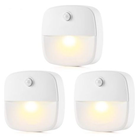 Veilleuse blanche rechargeable, 7,4 x 7,4 cm, avec 3 capteurs de mouvement et une autonomie de batterie, adaptée aux salles de bains et aux chambres. (1/5)