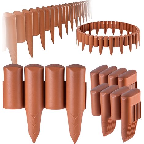 KADAX Gartenpalisade aus Kunststoff, Palisade für Blumen, Terrakotta - 5m