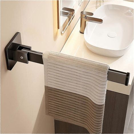 Porte-serviettes mural pivotant pliable en aluminium 1 bras 90° noir moderne minimaliste antirouille pour salle de bain (1/5)