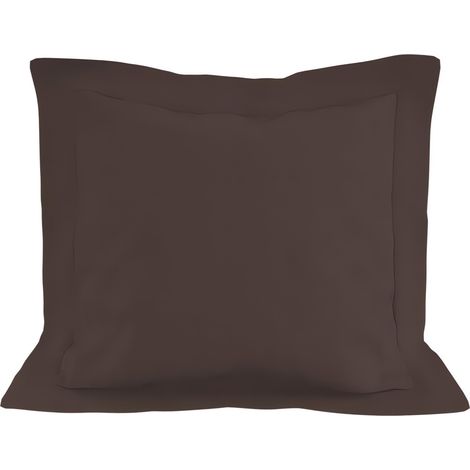 Taie d'oreiller en coton 57 fils 63x63 cm UNI brun, par Soleil d'ocre