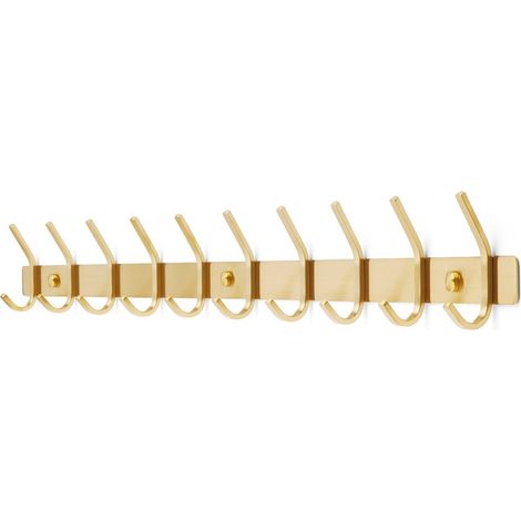 TOJ Living Porte-manteau mural 20 crochets – Patère murale / porte-serviettes – Style industriel & moderne – Acier inoxydable – 78 cm – doré (1/5)