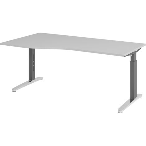 bümö Schreibtisch Serie-XB Freiform: 180 x 100 cm  Grau