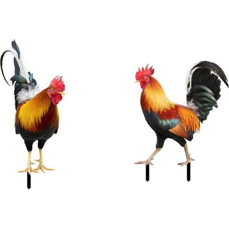 Ensemble de 2 Statues de Coq en Acrylique, Statues de Jardin ExtéRieur, DéCor de Poulet, Sculptures de Jardin et Statues pour (1/5)