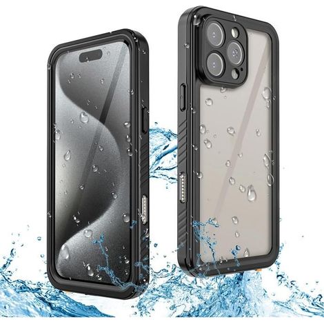 Étui pour téléphone portable, TPU, compatible avec l'iPhone 15 Pro, élégant, imperméable et résistant à l'usure, portable, noir (1/5)