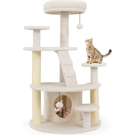 Kratzbaum mit hohle leiter spielzeug - beige mehrstockig