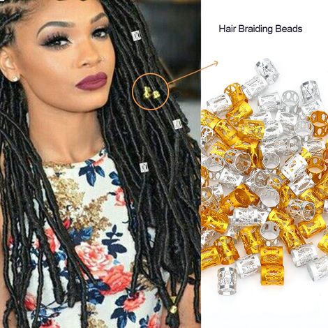 100 anneaux de perles métalliques ajustables pour tresses, accessoires de coiffure argentés et dorés (1/5)