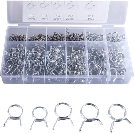 Abrazaderas de resorte de acero inoxidable para tuberías, rango de tamaño: de 5 mm a 14 mm, cantidad: 250 piezas, aptas para diversas tuberías, fácil instalación. (1/5)