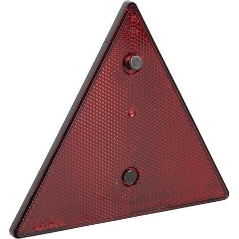 Catadióptrico triangular rojo 155 x 137 mm, incluye tornillos para instalación fácil (1/5)