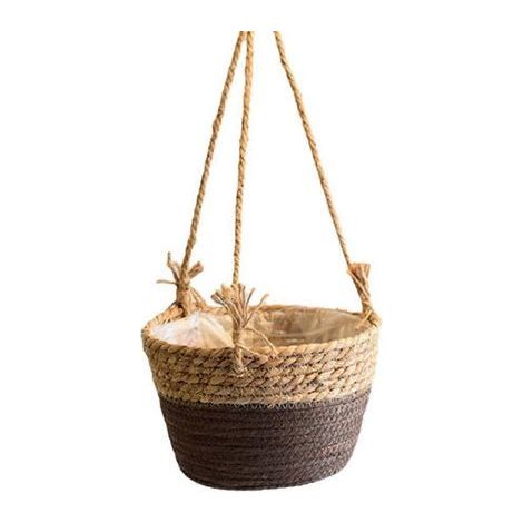Makramee-Hängeaufbewahrungstopf für den Garten, kaffeefarben, Größe L (1/5)