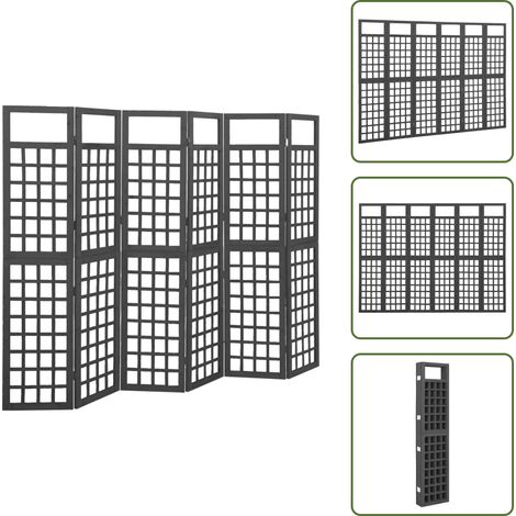 Cloison de séparation à 6 panneaux Bois de pin Noir 242,5x180cm - Cloison De Séparation - Séparateur De Pièce - Trellis Mural - Jardin Vertical - Décoration Murale
