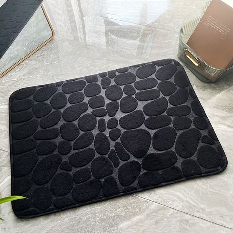 Tapis de Bain Mousse à mémoire de Forme antidérapant - Tapis de Bain 50 x 80 cm - Noir (1/4)