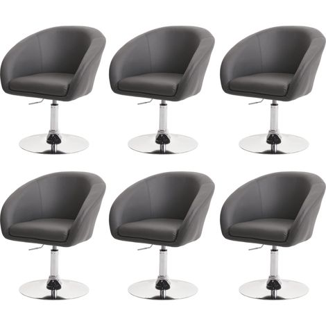 Juego de 6 sillas de comedor HHG-247, sillas de cocina, sillas giratorias, sillones de salón, giratorias y regulables en altura, Cuero sintético gris (1/5)
