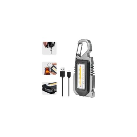 Portachiavi multifunzione con luce LED di emergenza: mini luce da lavoro LED portatile, impermeabile e ricaricabile con apribottiglie per campeggio, illuminazione di emergenza e riparazioni - Crezuo