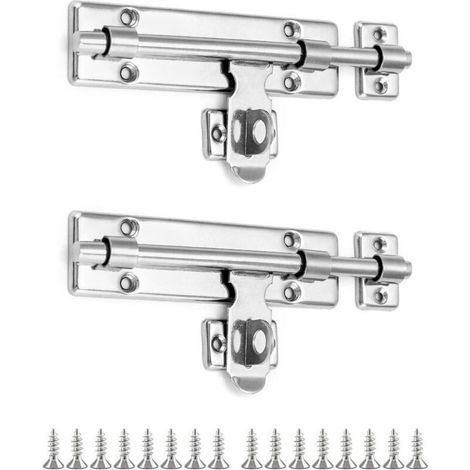 Targette de porte extérieure 2 pièces en acier galvanisé, 16 cm, avec trou pour cadenas – pour cabanon, portail et portes d’extérieur (1/4)