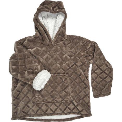 Plaid Sweat à Capuche "Embosse" 85x118cm Marron (1/5)
