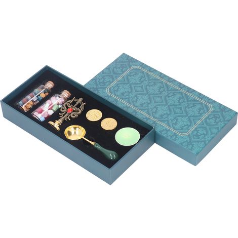 Kit de tampons à cire à cacheter, motif transparent, couleurs riches, détachables, anti-brûlure, style vintage, avec poignée pour cadeaux faits maison. Deux dragons Rubine Handel (1/5)