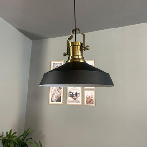 bamyum Lema Suspension Luminaire Rétro en Metal de 37,5 cm, Lustre de Salon Vintage, Éclairage de Plafond pour Chambre, Cuisine, Lampe Suspendue (1/5)