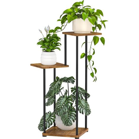 Support Plantes Intérieur à 3 Niveaux, Étagère Plante En Métal Présentoir d'angle pour pots de fleurs, Porte Plante Intérieur Pour Plusieurs Plantes, Porte Plante Extérieurr (1/5)