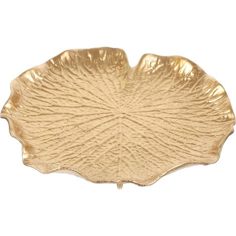 Plateau à Bijoux Doré en Métal de Feuille, Organisateur Vide-poches pour Bagues et Boucles D’oreilles, Plateau de Rangement Décoratif pour Commode, Salle de Bain et Coiffeuse, 1 (1/5)