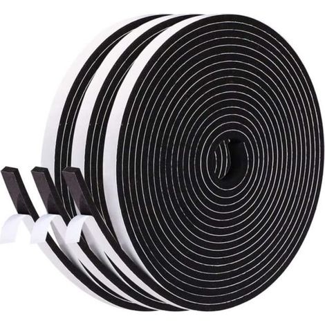 Guarnizione isolante adesiva in schiuma per finestre, guarnizione antiossidante in gomma per porte d'ingresso, 6 mm x 3 mm, 15 m totali, multiuso, insonorizzante e antivento. (1/4)