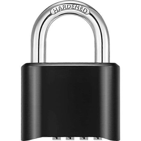 Cadenas à combinaison 4 chiffres étanche pour extérieur, idéal pour casier de salle de sport, cadenas de rangement, abri de jardin, clôture, portail (noir). (1/5)