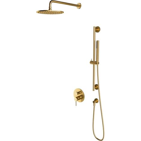 OMNIRES Y - Juego de ducha con grifo empotrado, con cuerpo, diámetro 25 cm, oro cepillado SYSY47GLB (1/3)