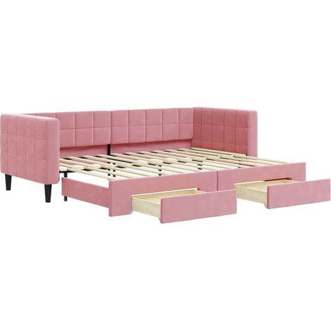 Maison Exclusive - Divano Letto Estraibile con Cassetti Rosa 80x200 cm Velluto (1/5)
