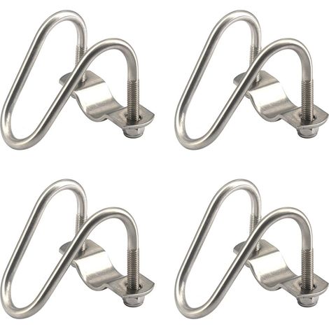 Pince à serrer en acier inoxydable argenté - Lot de 4, pour serre, clôture, étagère, diamètre maximal du tube : 2,5 cm (1/5)