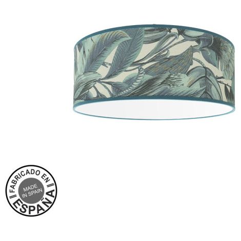 ABRILA AKUNADECOR Dekorative Deckenleuchte Modell Algier Blau Mit Blättern Lampenschirm