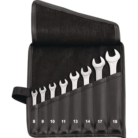 Jeu de clés polygonales à fourche 12 pièces SW 6-22mm Forme A acier CV en pochette enroulable TECWERK (1/3)