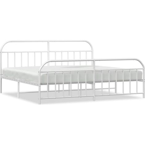 Maison Exclusive - Giroletto con Testiera e Pediera Metallo Bianco 193x203 cm (1/5)