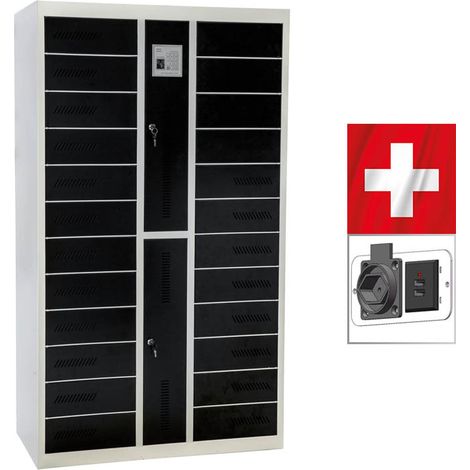 Safelock 24 Keycards - Swiss-Edition - BYOD-Ladeschrank - 24 Schweizer Steckdosen & USB-Ports (1/5)