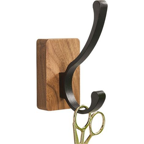 Wandhaken – Massives Walnussholz – Tragkraft: 7 kg – Ergonomisches, rutschfestes Design – Rustikaler Landhausstil – 2er-Set (1/5)