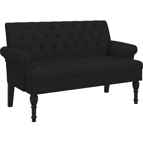 Banco con respaldo de tela negro 120x62x75,5 cm vidaXL